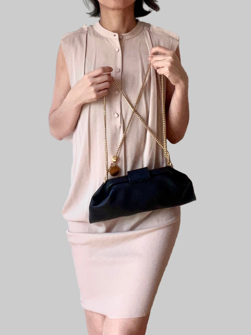 BELLA Baguette Soft luxury leather baguette handbag with adjustable chain strap - handmade by ATHOLHU