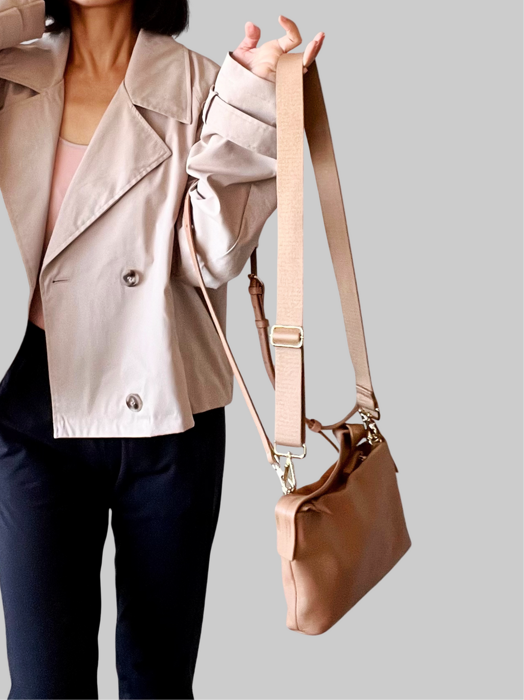 YOKO Hobo Knot Mini compact leather hobo bag with signature knot detail - handmade by ATHOLHU