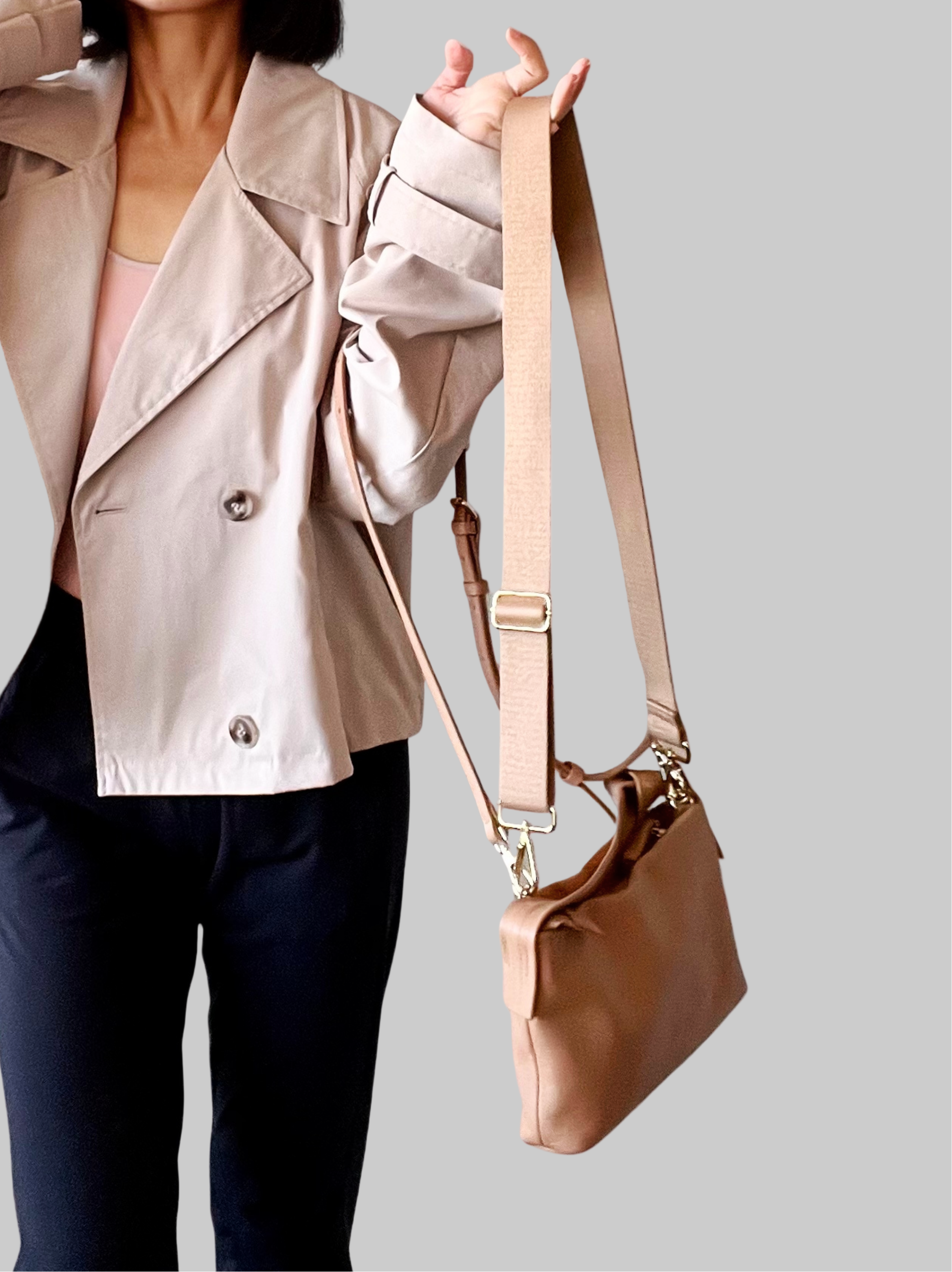 YOKO Hobo Knot Mini compact leather hobo bag with signature knot detail - handmade by ATHOLHU