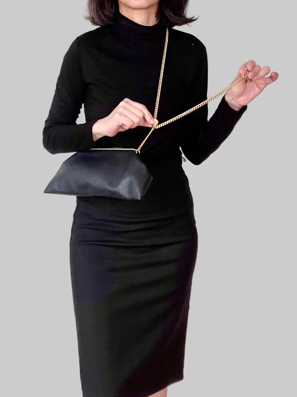 BELLA Baguette Soft luxury leather baguette handbag with adjustable chain strap - handmade by ATHOLHU