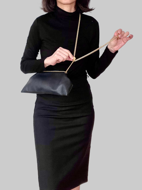 BELLA Baguette Soft luxury leather baguette handbag with adjustable chain strap - handmade by ATHOLHU